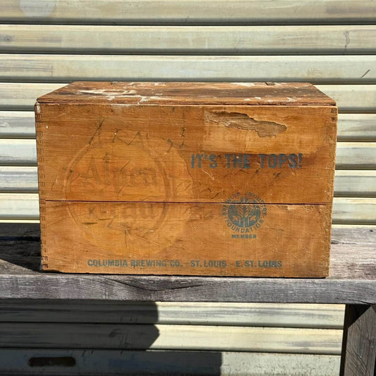 【1950年代】ビンテージ 蓋付き木箱 アメリカン雑貨 店舗什器 アルペンブラウ ビールケース ウッドクレート #2778