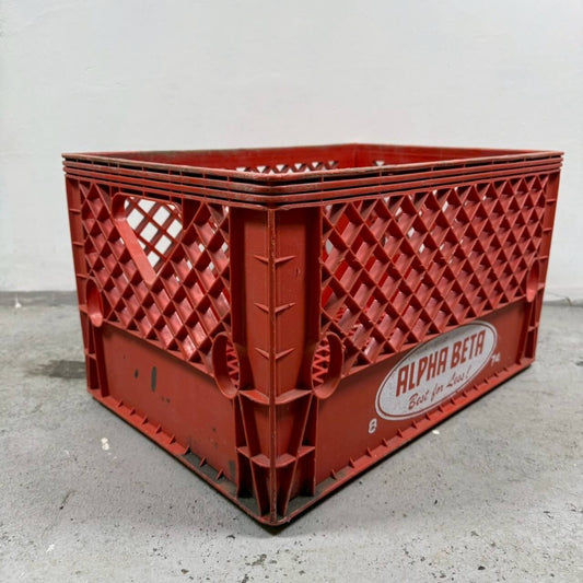 #2516【1974年】ビンテージ ALPHA BETA プラスチック ミルククレート / ストレージボックス / アメリカ