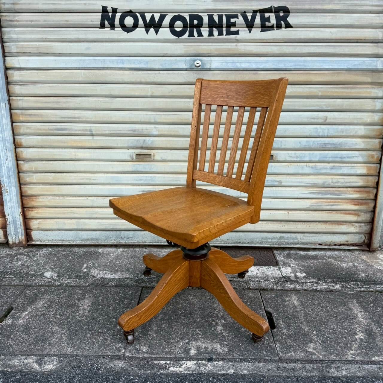 本革 ハンティングチェア ヴィンテージ Vintage　USA アメリカ製 1940-50年代】ビンテージ デスクチェア アメリカン雑貨 店舗什器