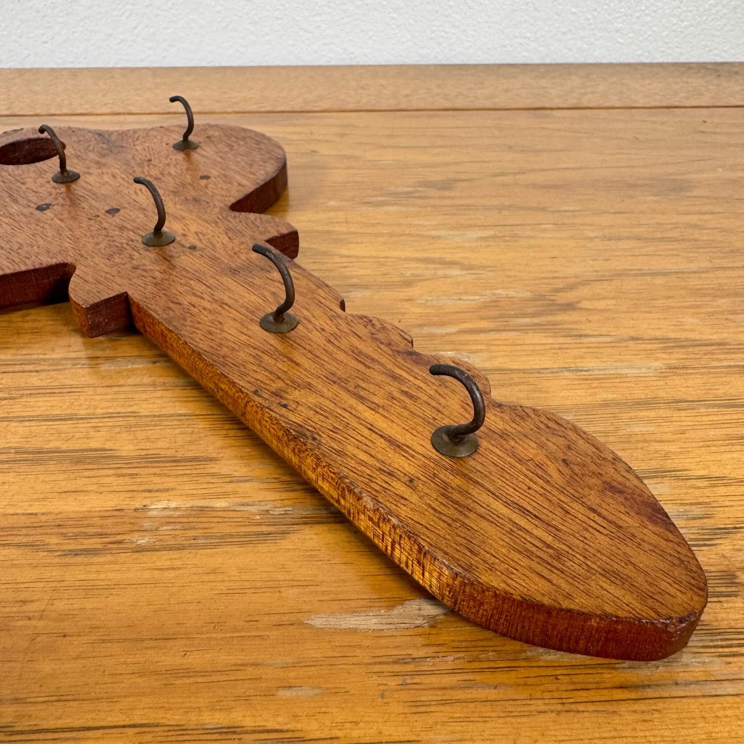 #1663【1970-80年代】ビンテージ 木製 キーフック 壁掛けキーラック / ウッドデコ アメリカ