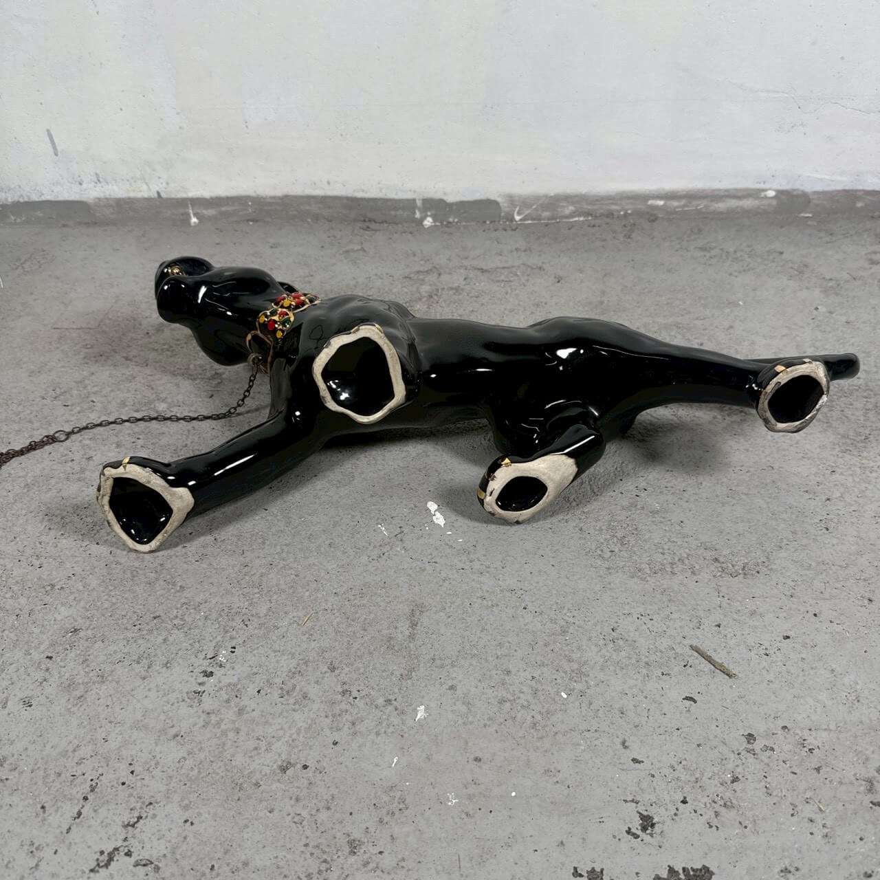 #2271【1950-60年代】ビンテージ ブラックパンサー オブジェ セラミック ジュエリー装飾 ミッドセンチュリー