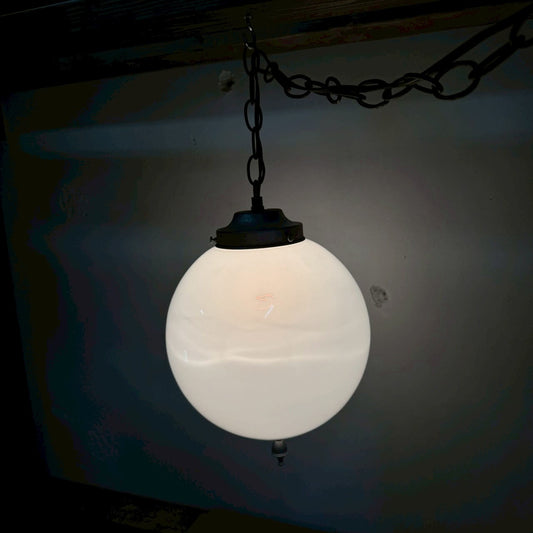 【1960-70年代】ビンテージ ミルクガラス ペンダントライト アメリカン雑貨 吊り下げ照明 #2276