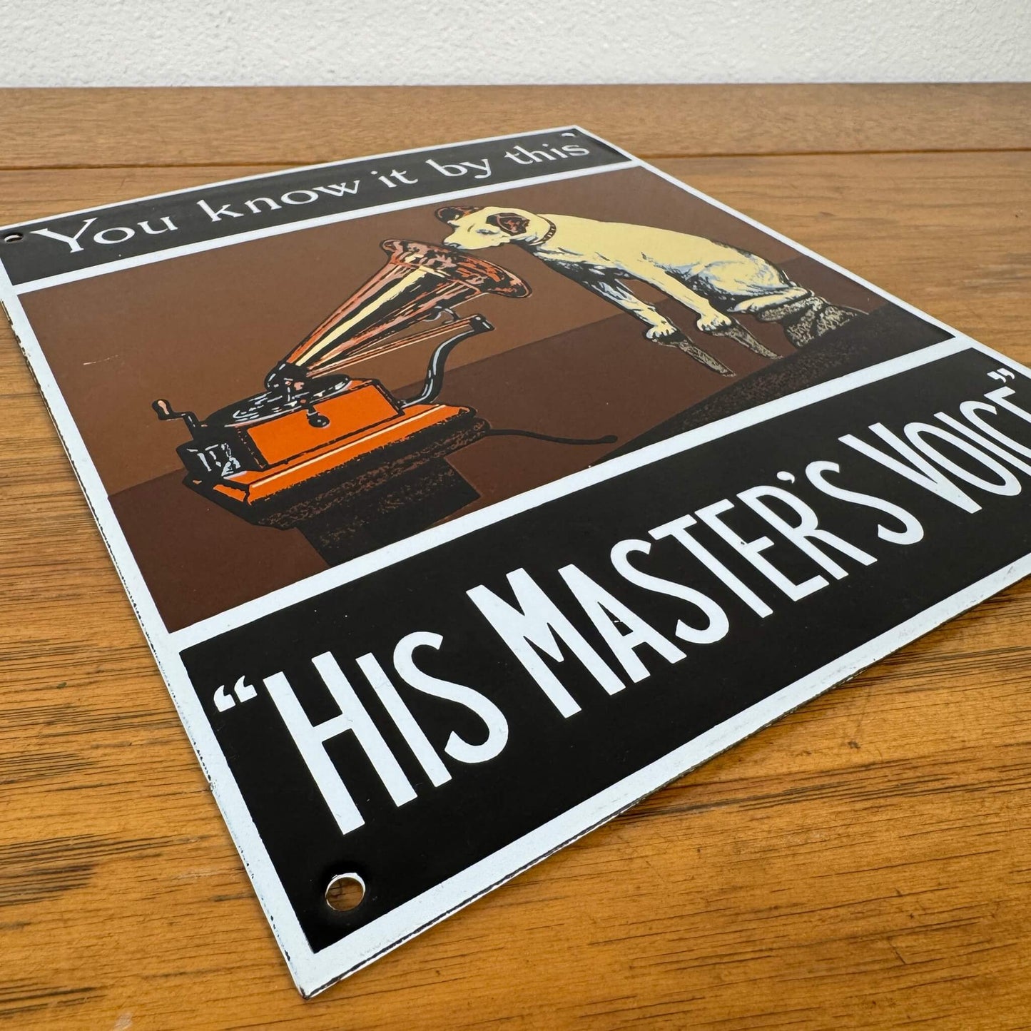 #1691【1990~2000年代】ビンテージ His Master’s Voice ニッパー ホーローサイン / 看板 ウォールデコ インテリア アメリカ