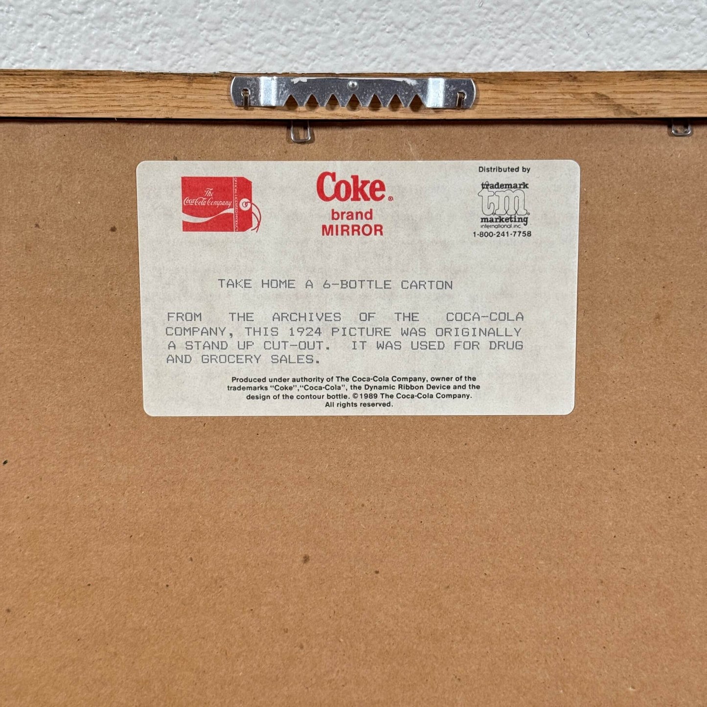 #1376 【1989年】ビンテージCoca-Cola(コカコーラ) パブミラー / ウォールデコ インテリア アメリカ