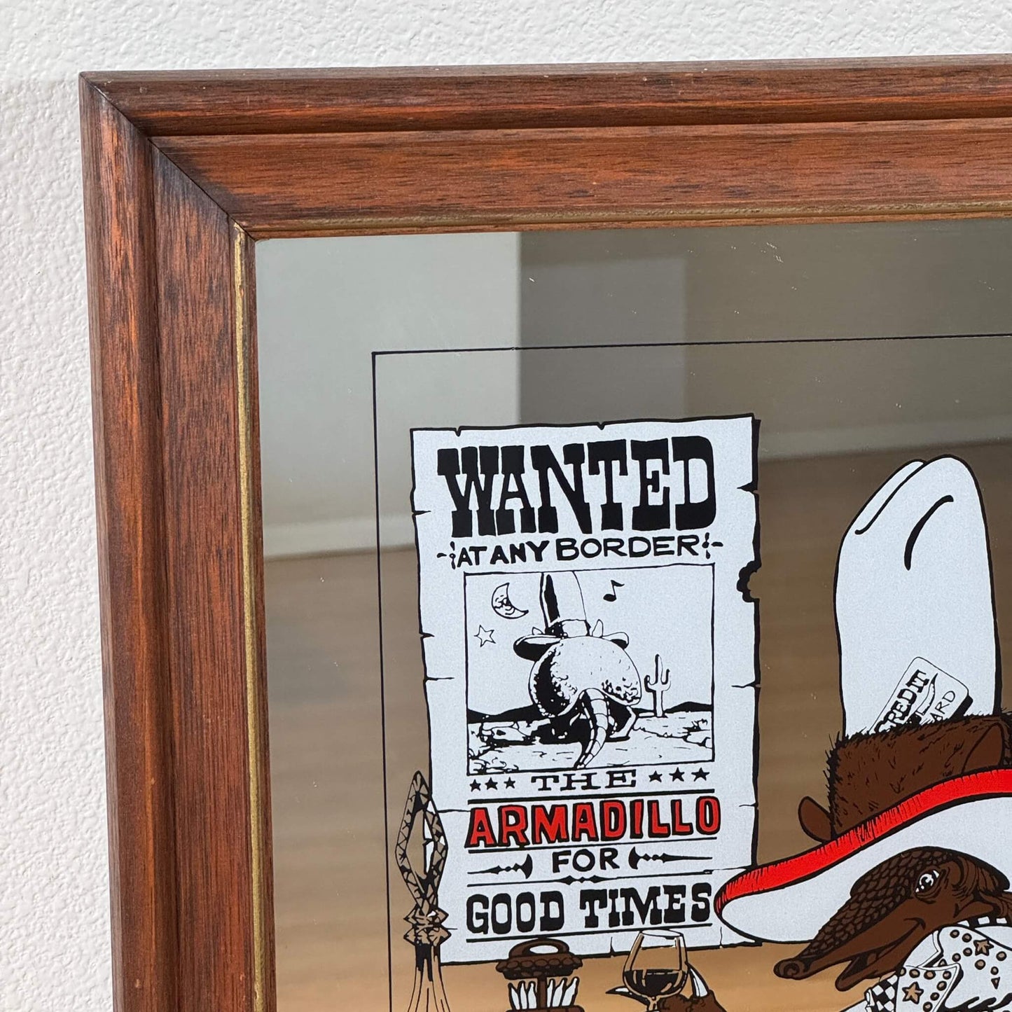 #1942【1974年製】ビンテージ ウエスタン アルマジロ パブミラー / ウォールデコ アメリカ