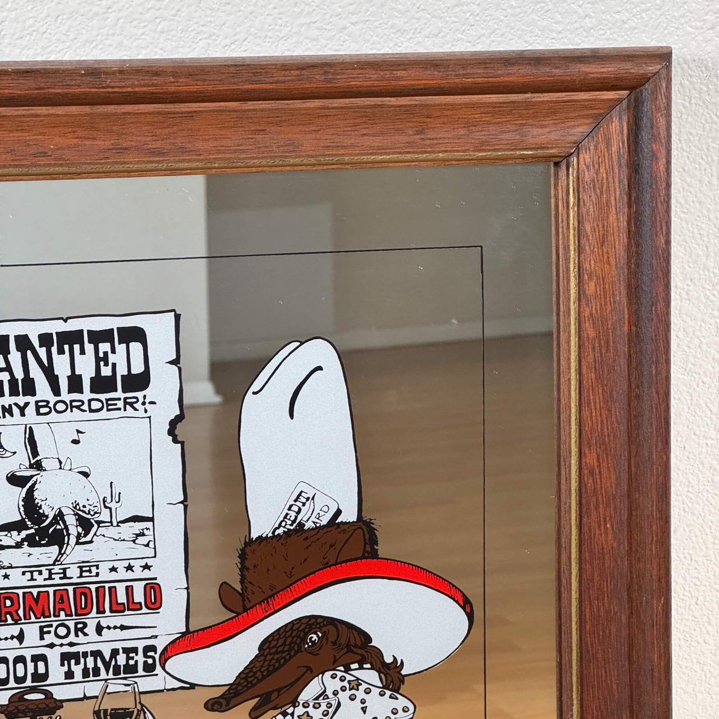 #1942【1974年製】ビンテージ ウエスタン アルマジロ パブミラー / ウォールデコ アメリカ