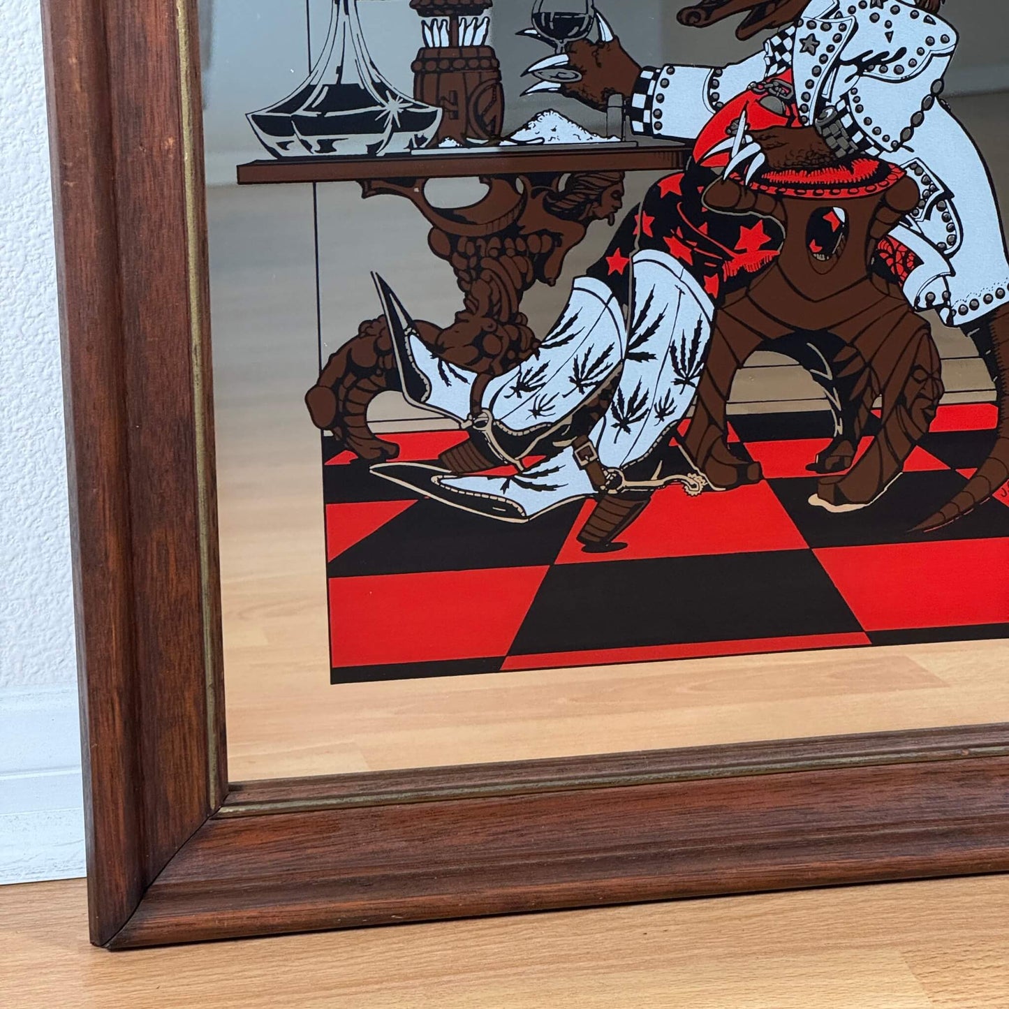 #1942【1974年製】ビンテージ ウエスタン アルマジロ パブミラー / ウォールデコ アメリカ