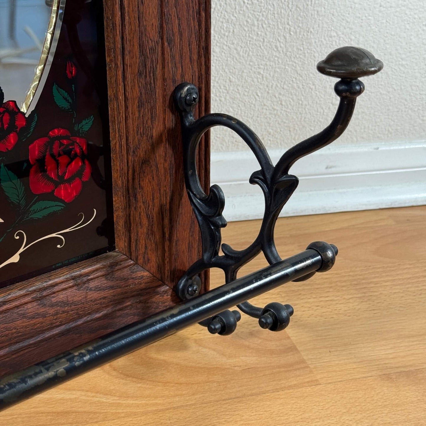 #2104【1980年代】ビンテージ HOT BATHS & MASSAGES ミラー / ウォールデコ アイアンラック付き アメリカ