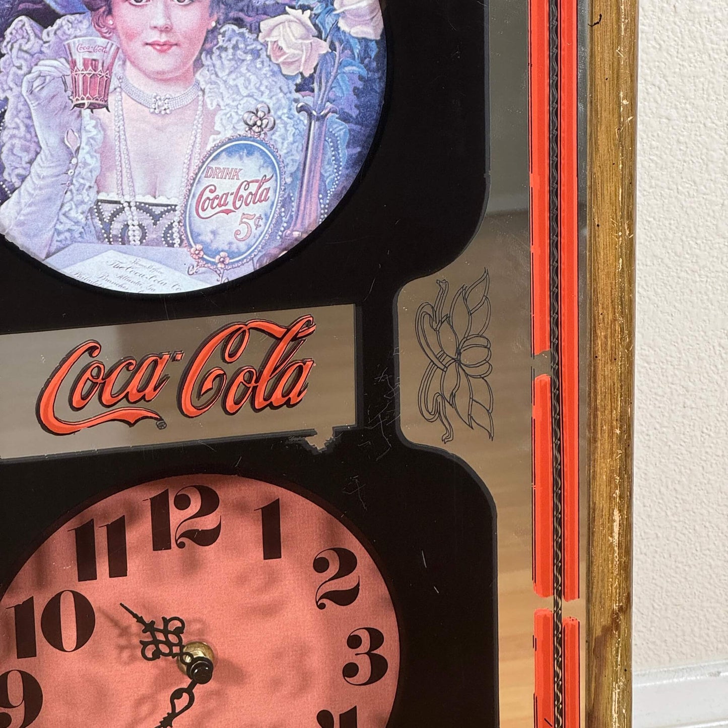 #1943【1980年代】ビンテージ Coca-Cola（コカ・コーラ） アドバタイジング ミラークロック アメリカ