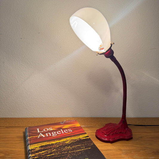 #2098【1930-40年代】ビンテージ インダストリアル デスクランプ / 照明 ミルクガラスシェード アメリカ