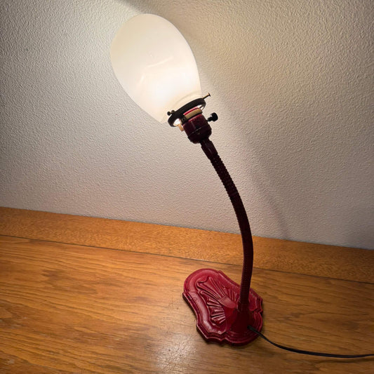 #2098【1930-40年代】ビンテージ インダストリアル デスクランプ / 照明 ミルクガラスシェード アメリカ