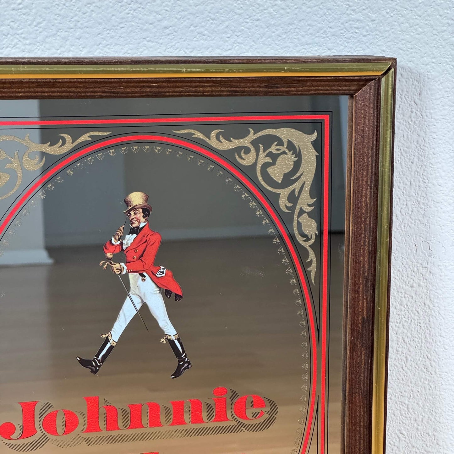 #1957【1980年代】ビンテージ Johnnie Walker Red パブミラー / ウォールデコ アメリカ