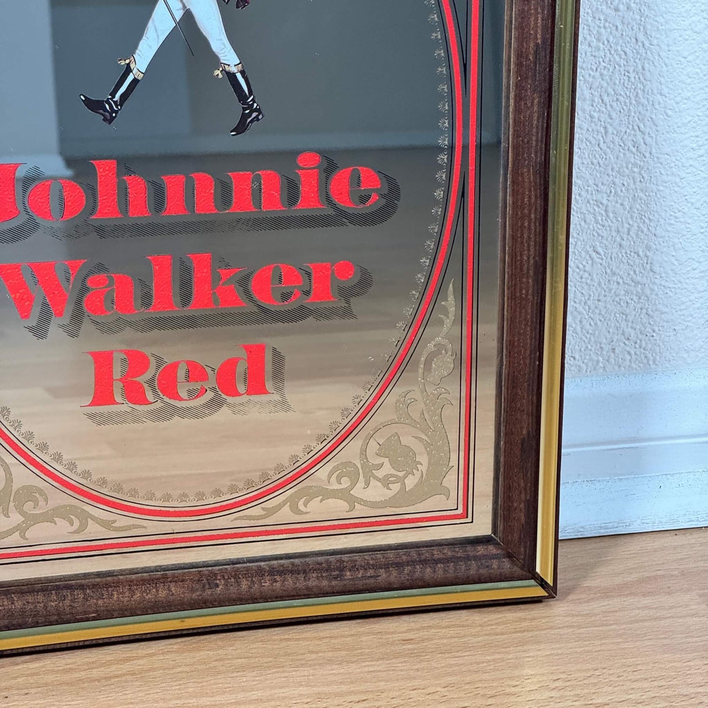 #1957【1980年代】ビンテージ Johnnie Walker Red パブミラー / ウォールデコ アメリカ