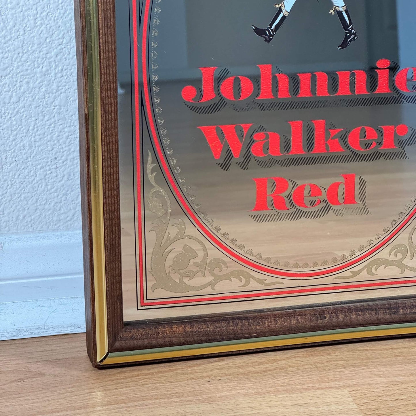 #1957【1980年代】ビンテージ Johnnie Walker Red パブミラー / ウォールデコ アメリカ