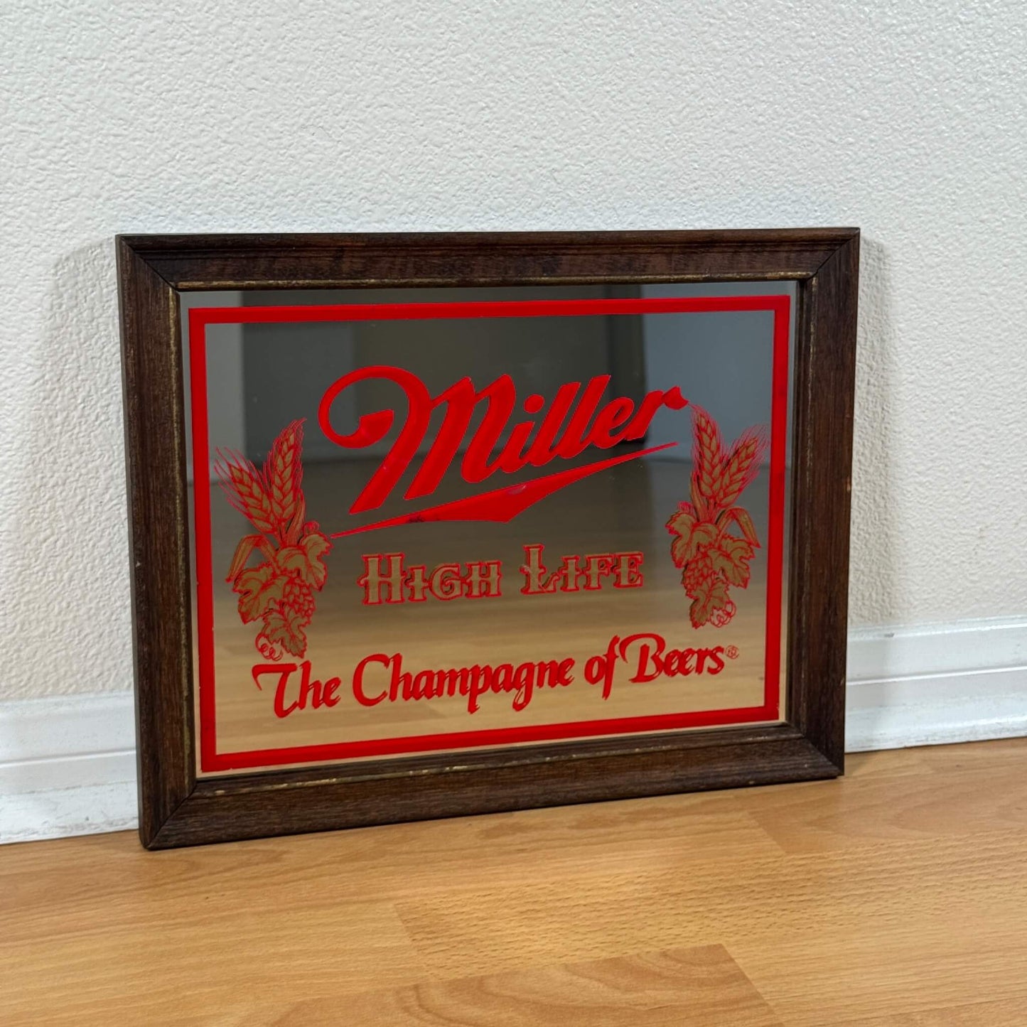 #1955【1980年代】ビンテージ Miller High Life（ミラー ハイライフ） パブミラー / ウォールデコ アメリカ
