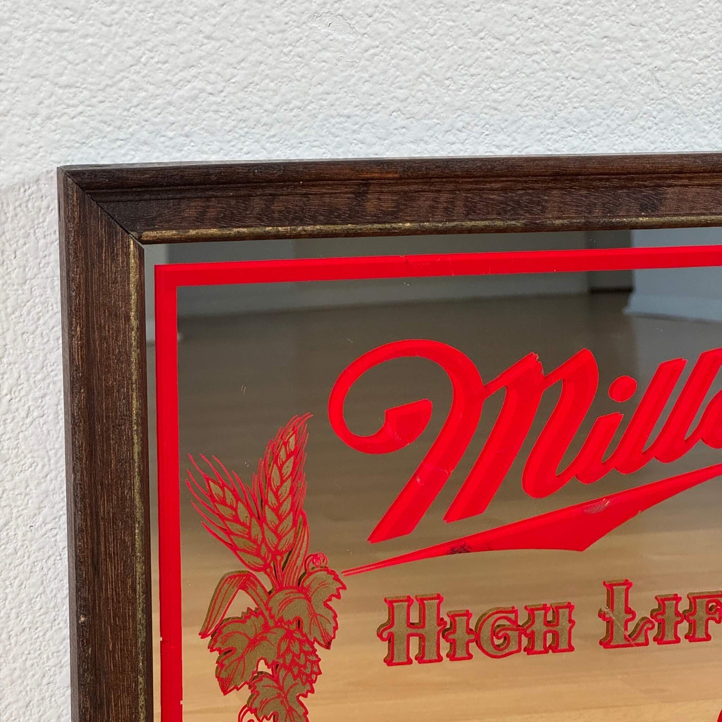 #1955【1980年代】ビンテージ Miller High Life（ミラー ハイライフ） パブミラー / ウォールデコ アメリカ
