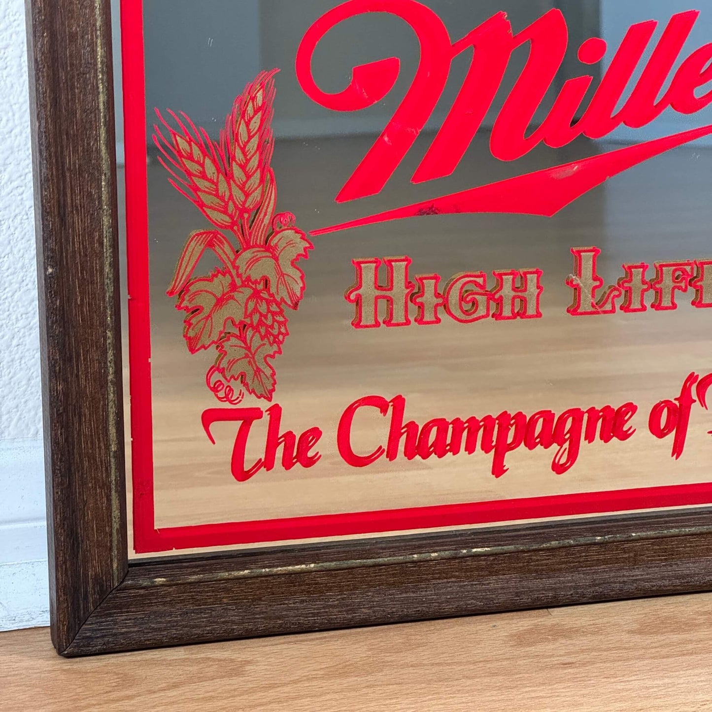 #1955【1980年代】ビンテージ Miller High Life（ミラー ハイライフ） パブミラー / ウォールデコ アメリカ
