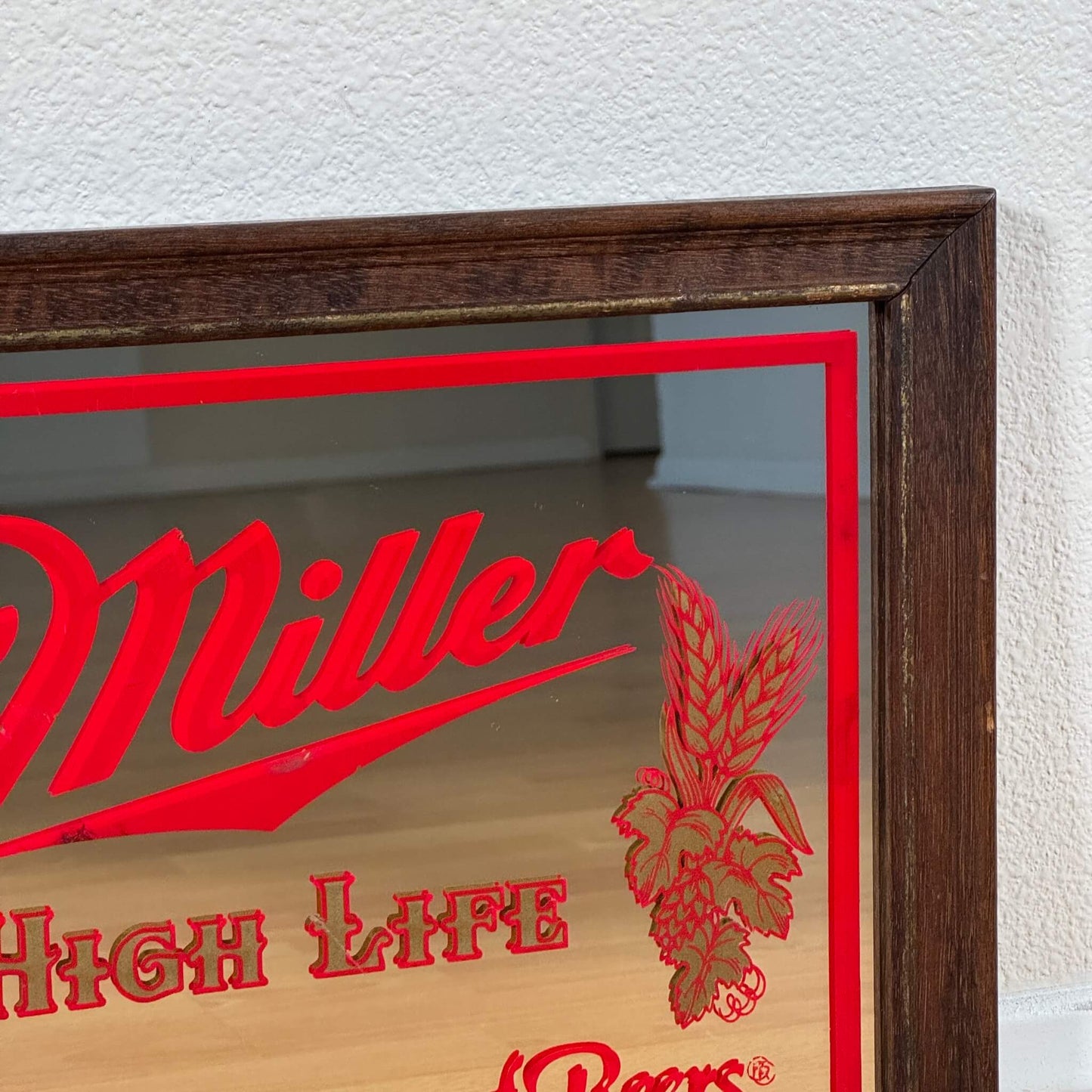#1955【1980年代】ビンテージ Miller High Life（ミラー ハイライフ） パブミラー / ウォールデコ アメリカ