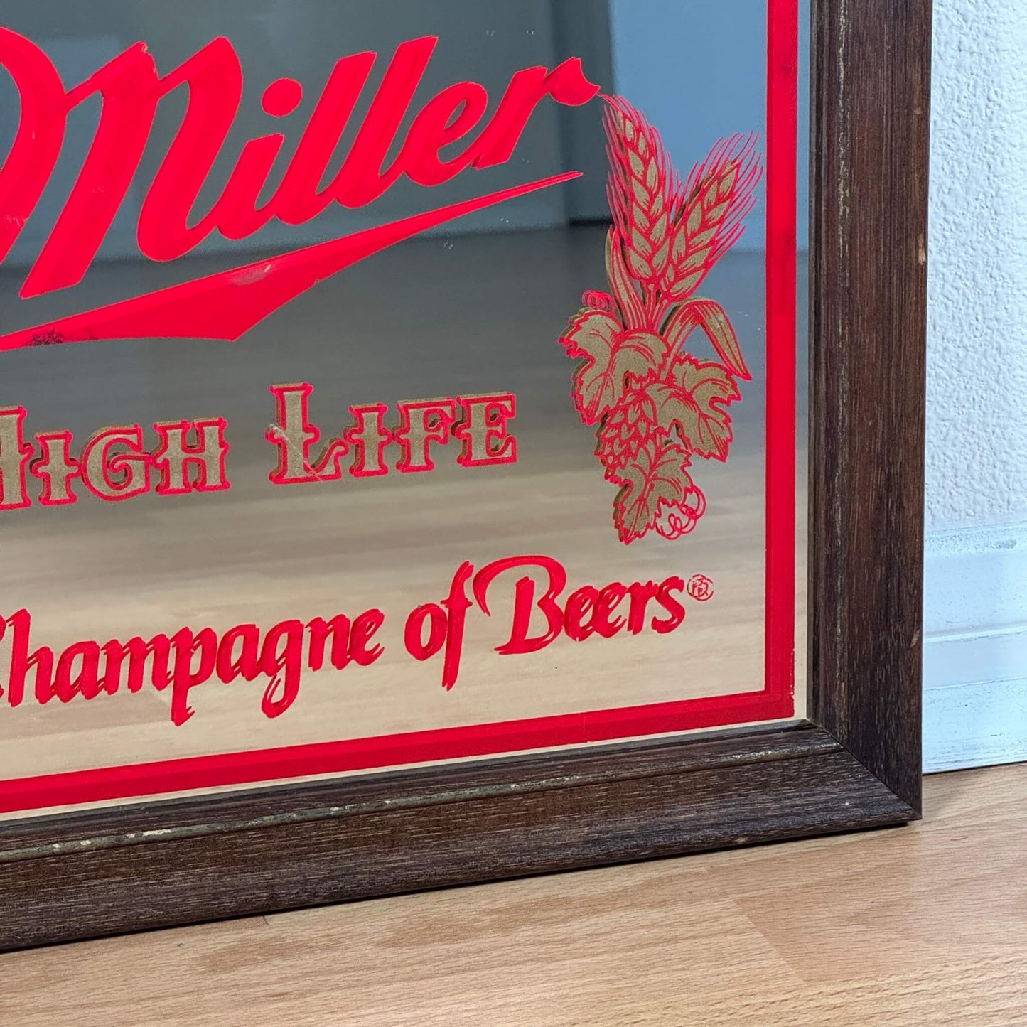 #1955【1980年代】ビンテージ Miller High Life（ミラー ハイライフ） パブミラー / ウォールデコ アメリカ