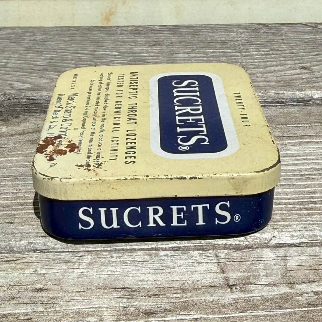 【1970年代】ビンテージ SUCRETS ブリキ缶 ティンケース アメリカン雑貨 小物入れ #1608