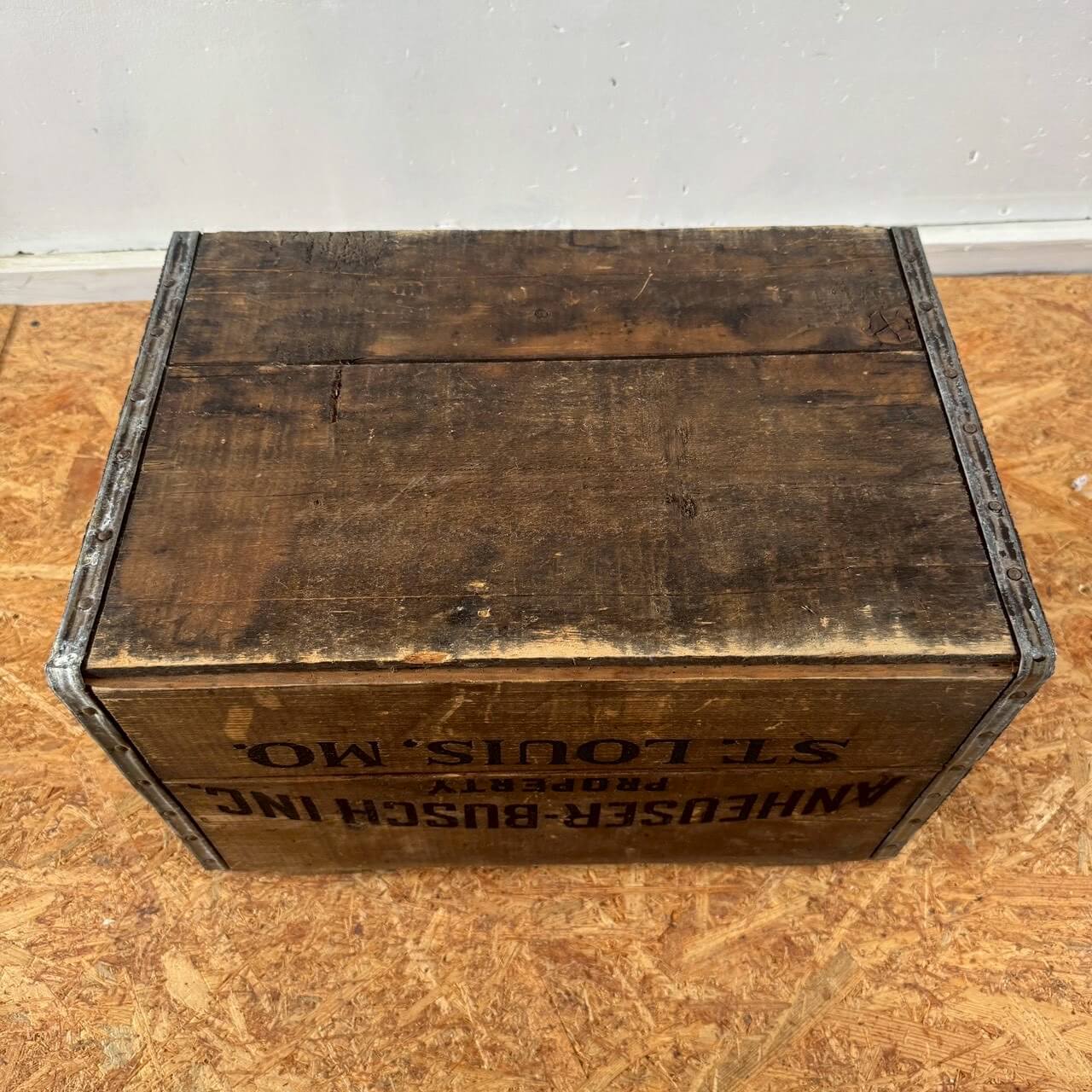 #2520【1970-80年代】ビンテージ 木箱 BUDWEISER バドワイザー ウッドボックス 蓋付き 収納ケース アメリカ