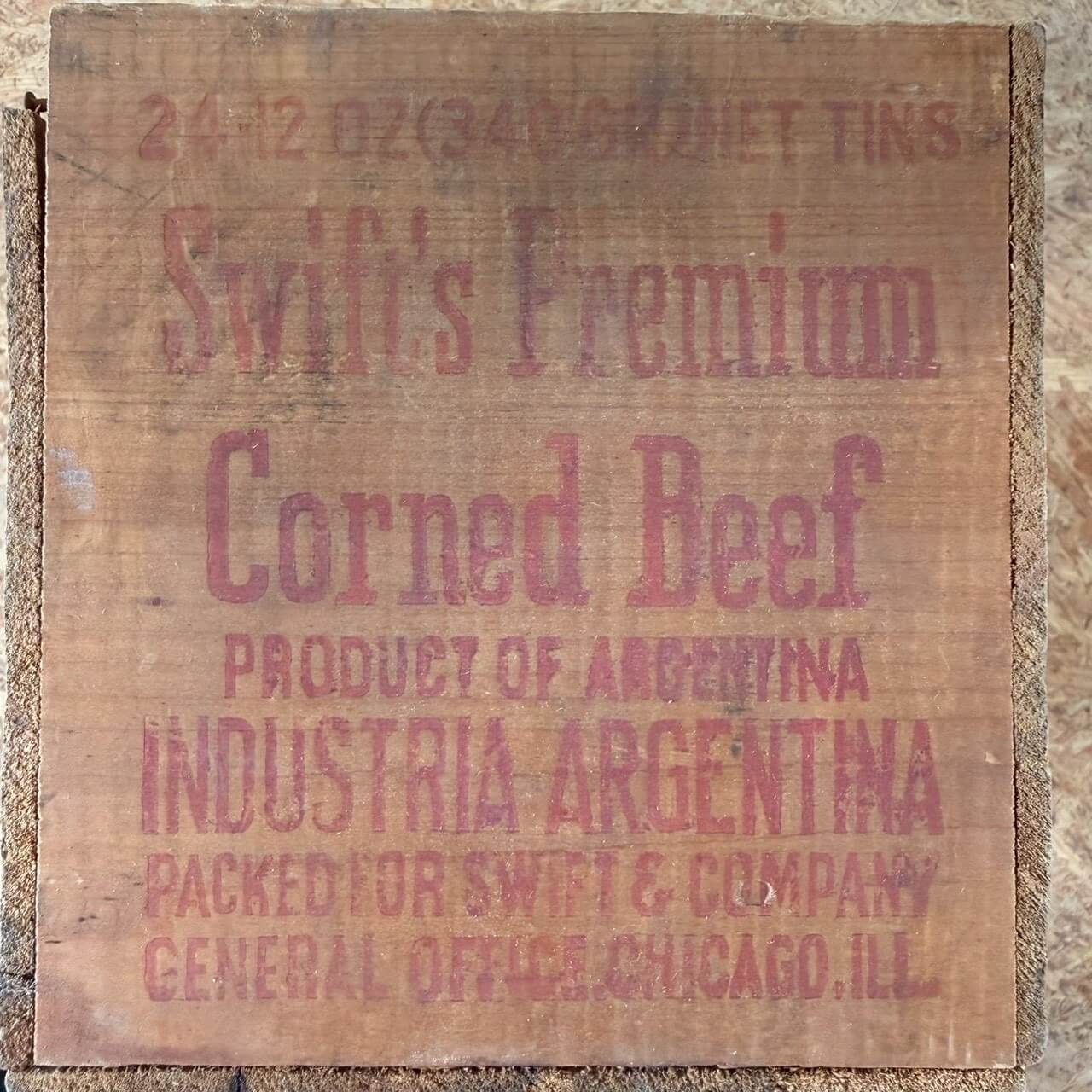 【1950-60年代】ビンテージ Corned Beef 木箱 ウッドボックス アメリカン雑貨 収納 #2527