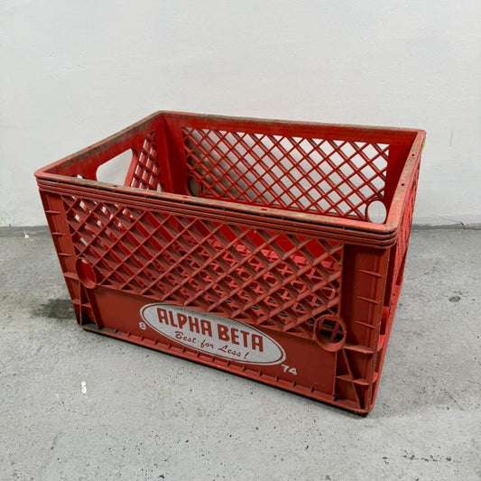 #2516【1974年】ビンテージ ALPHA BETA プラスチック ミルククレート / ストレージボックス / アメリカ