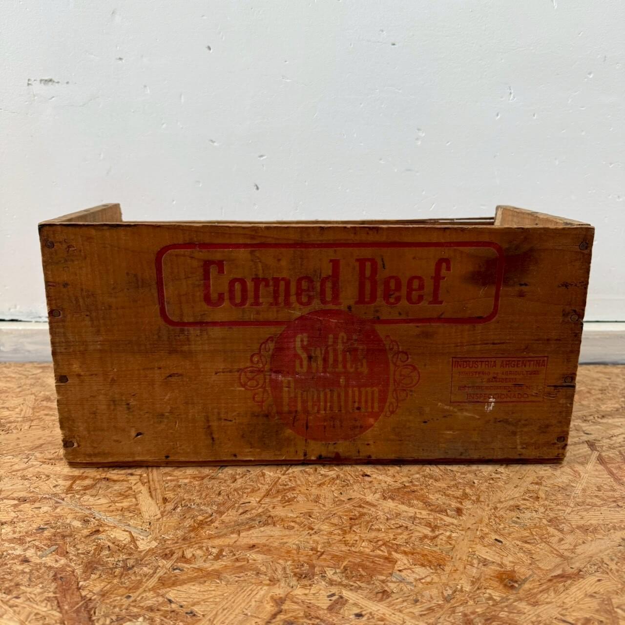【1950-60年代】ビンテージ Corned Beef 木箱 ウッドボックス アメリカン雑貨 収納 #2527
