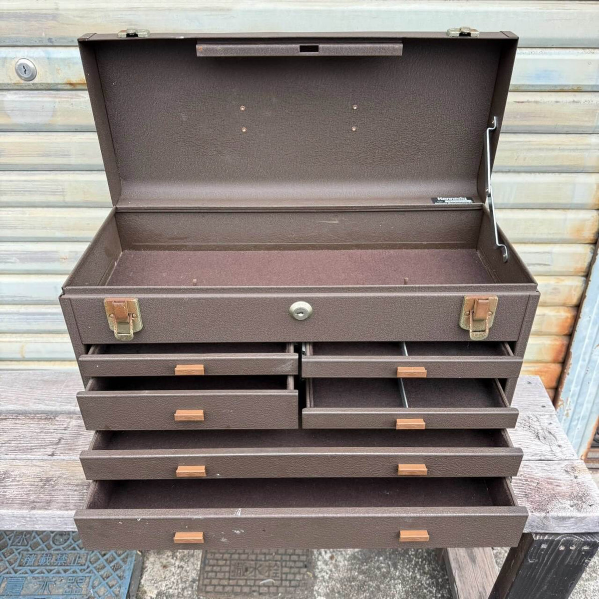 【1970年代】ビンテージ ツールボックス ガレージ アメリカン雑貨 店舗什器 KENNEDY 工具箱 鍵付き #2795