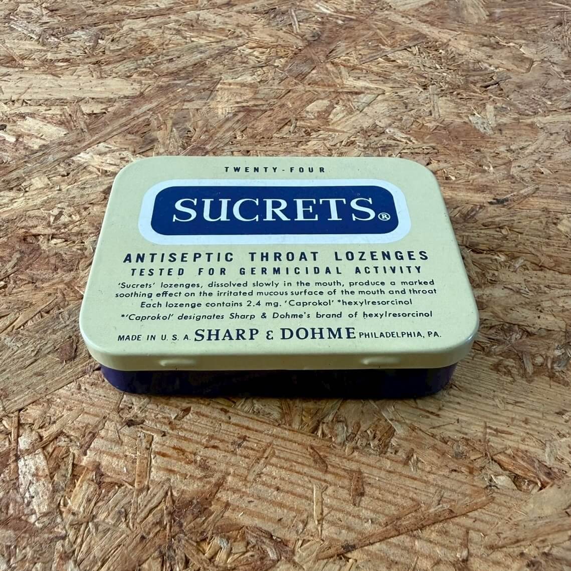【1970年代】ビンテージ SUCRETS ブリキ缶 ティンケース アメリカン雑貨 小物入れ #1255-4