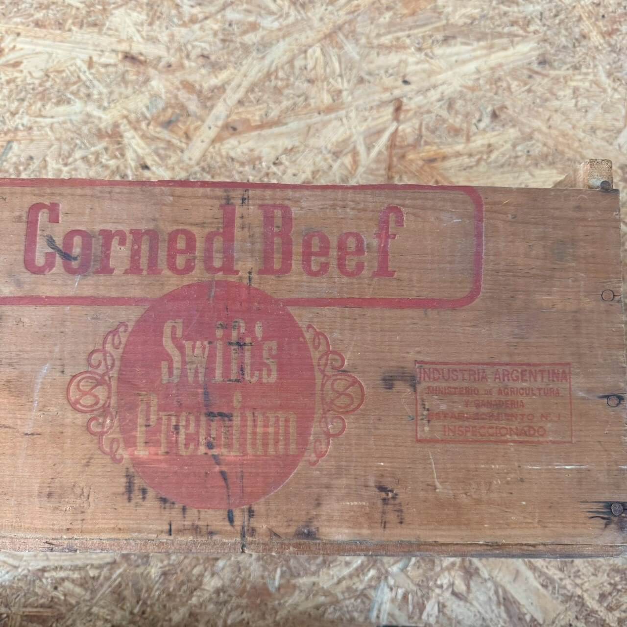 【1950-60年代】ビンテージ Corned Beef 木箱 ウッドボックス アメリカン雑貨 収納 #2527