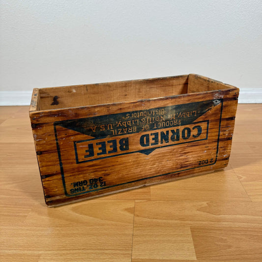 #1338【1940-50年代】ビンテージ CORNED BEEF 木箱 / ウッドボックス 収納ケース ディスプレイ アメリカ