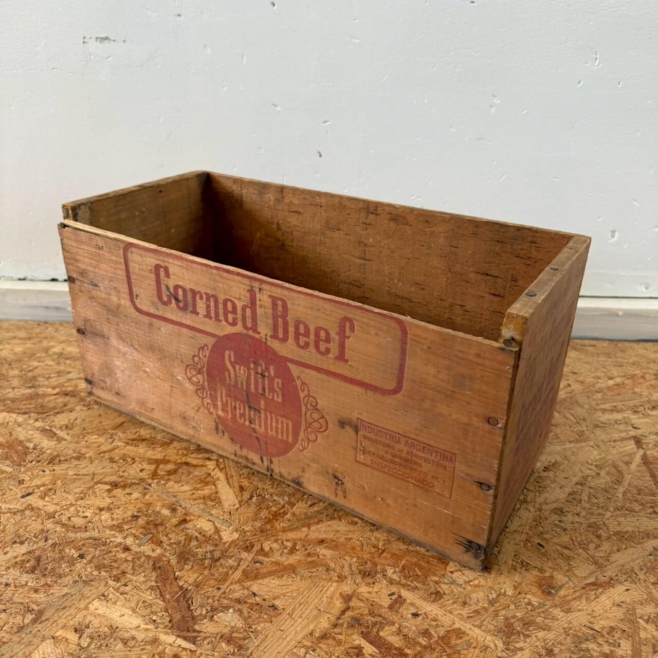【1950-60年代】ビンテージ Corned Beef 木箱 ウッドボックス アメリカン雑貨 収納 #2527