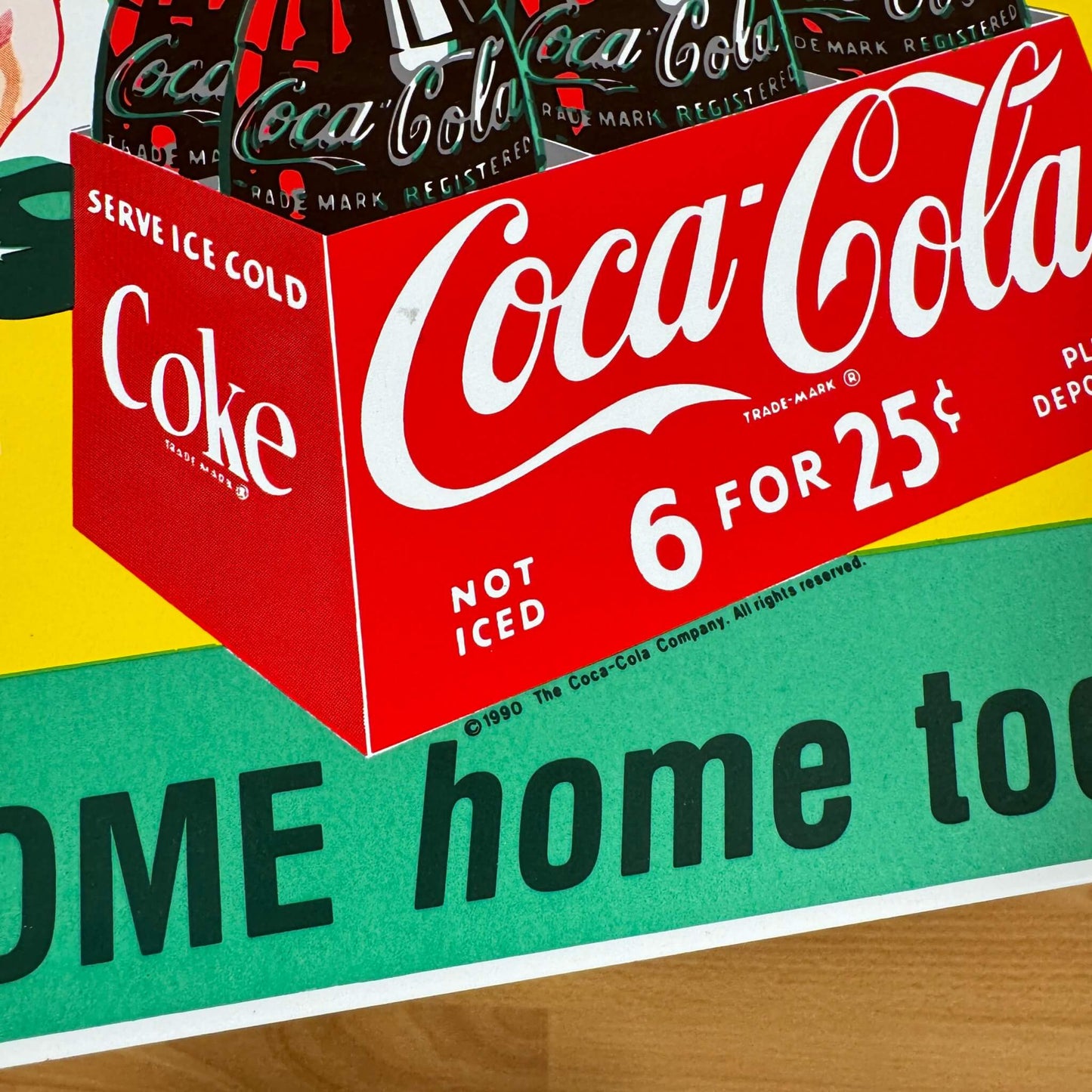 #1411【1990年】 ビンテージ Coca-Cola（コカコーラ） ホーロー製看板 / ウォールデコ アメリカ