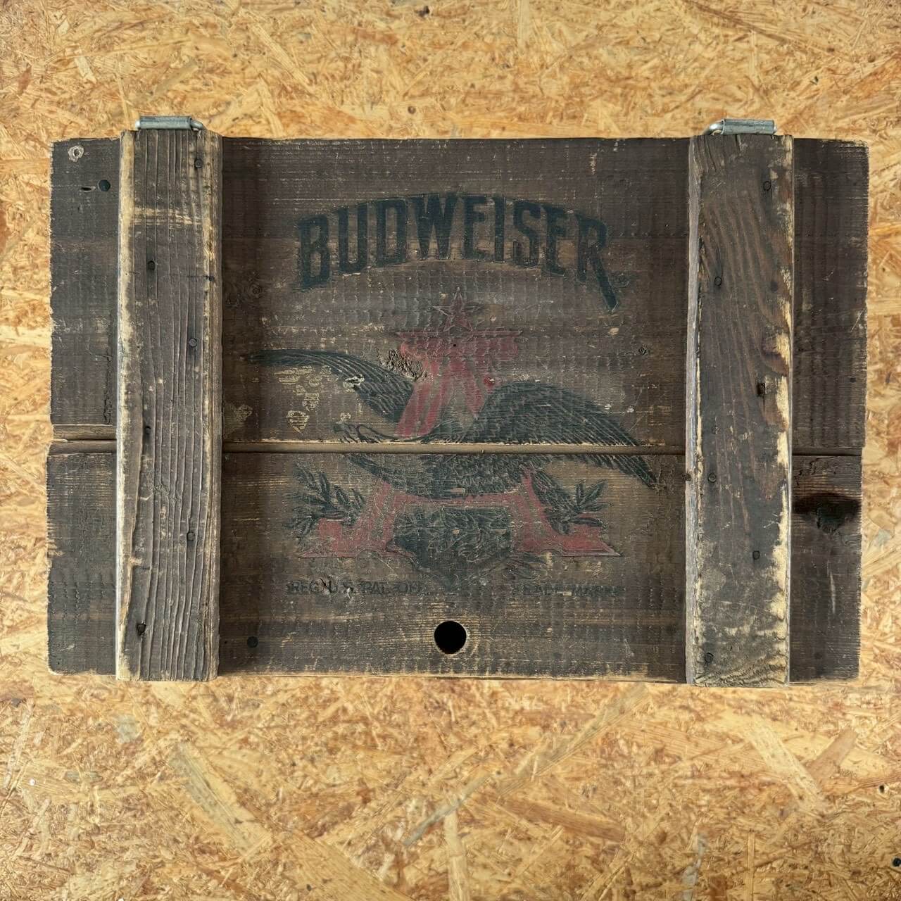 #2520【1970-80年代】ビンテージ 木箱 BUDWEISER バドワイザー ウッドボックス 蓋付き 収納ケース アメリカ