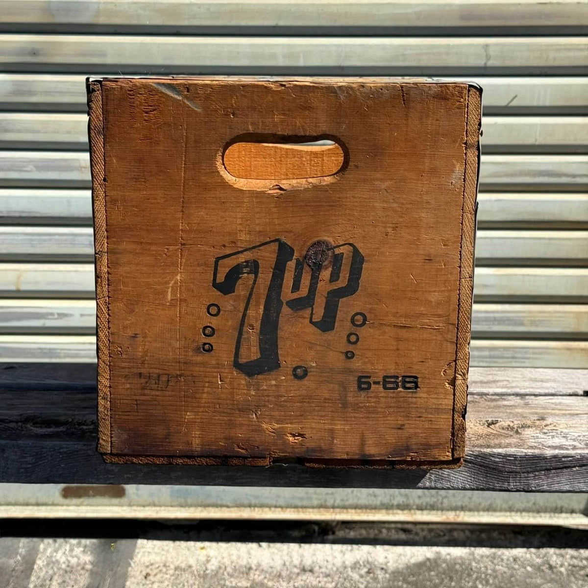 【1960年代】ビンテージ ガレージ アメリカン雑貨 店舗什器 7UP セブンアップ 木箱 ウッドボックス #2713-2