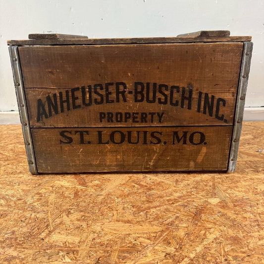 #2520【1970-80年代】ビンテージ 木箱 BUDWEISER バドワイザー ウッドボックス 蓋付き 収納ケース アメリカ