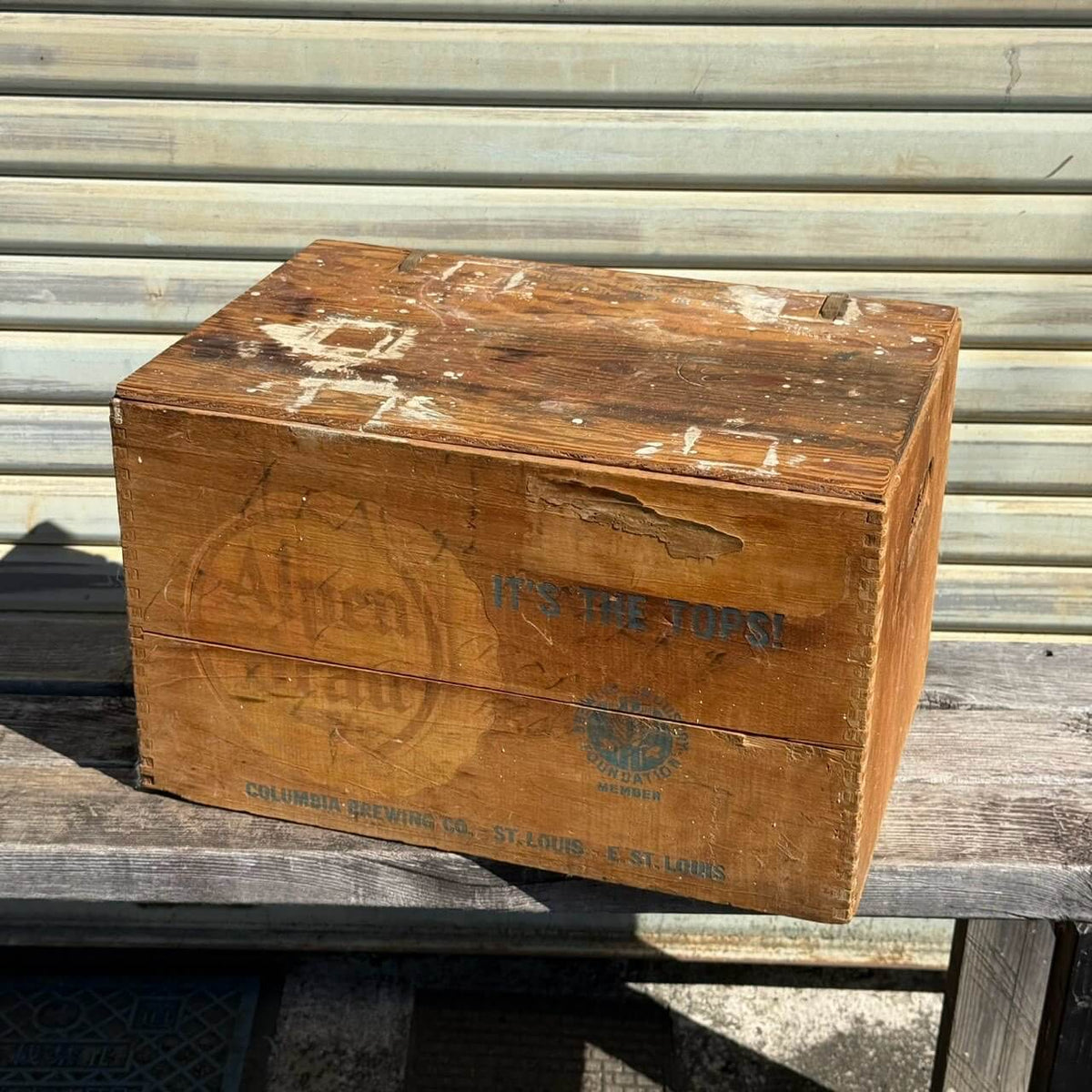 【1950年代】ビンテージ 蓋付き木箱 アメリカン雑貨 店舗什器 アルペンブラウ ビールケース ウッドクレート #2778