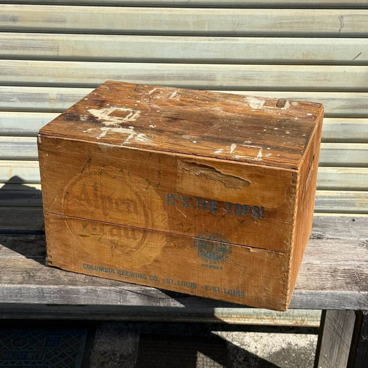 【1950年代】ビンテージ 蓋付き木箱 アメリカン雑貨 店舗什器 アルペンブラウ ビールケース ウッドクレート #2778