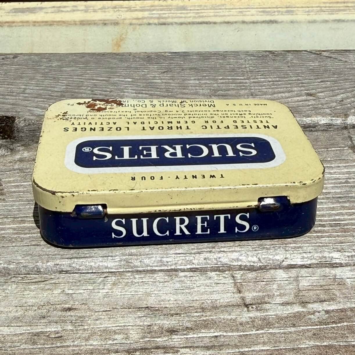 【1970年代】ビンテージ SUCRETS ブリキ缶 ティンケース アメリカン雑貨 小物入れ #1608