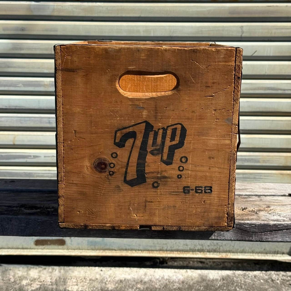 【1960年代】ビンテージ ガレージ アメリカン雑貨 店舗什器 7UP セブンアップ 木箱 ウッドボックス #2713-2