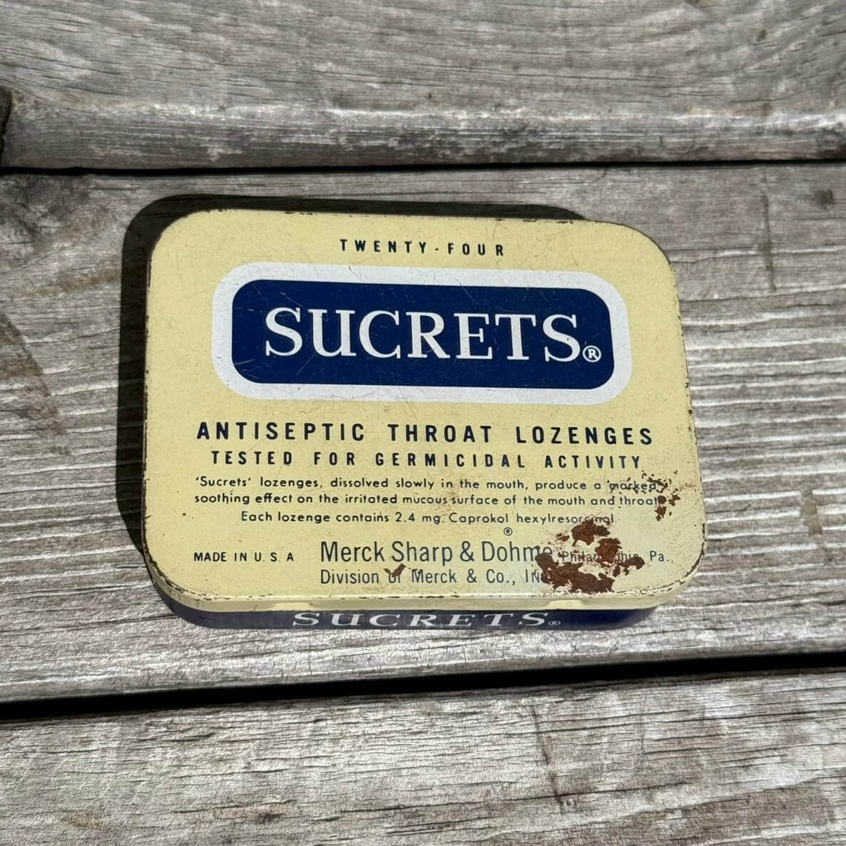 【1970年代】ビンテージ SUCRETS ブリキ缶 ティンケース アメリカン雑貨 小物入れ #1608