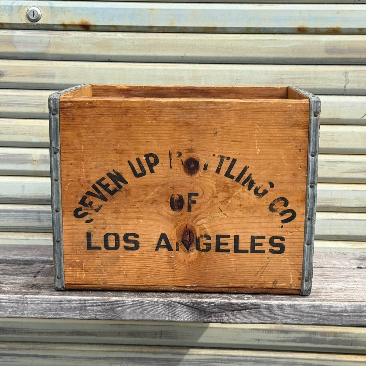 【1970年代】ビンテージ ガレージ アメリカン雑貨 店舗什器 7UP セブンアップ 木箱 ウッドボックス #2713-1