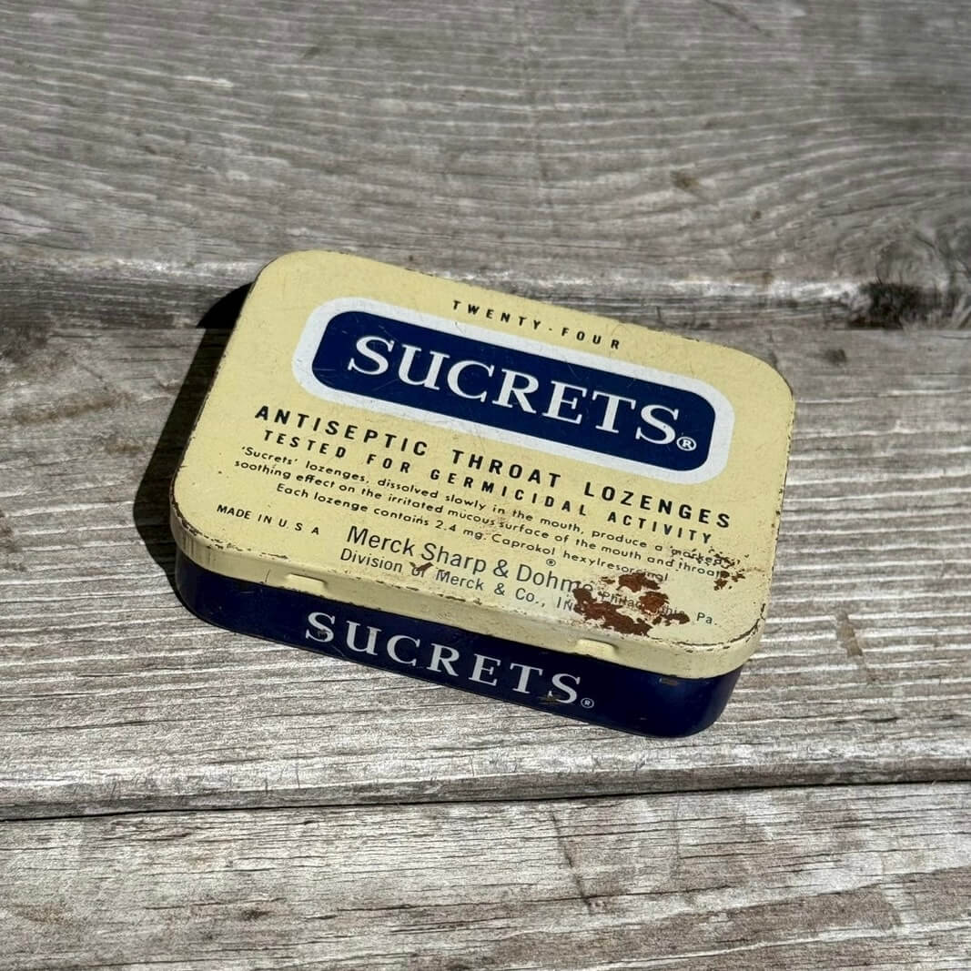 【1970年代】ビンテージ SUCRETS ブリキ缶 ティンケース アメリカン雑貨 小物入れ #1608