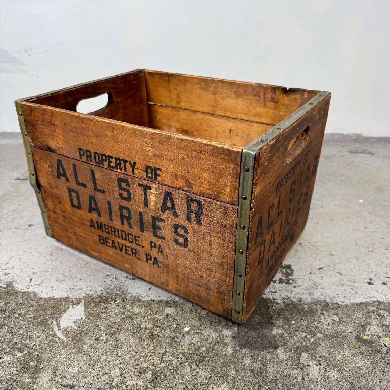 #2565 ビンテージ ALL STAR DAIRIES 木箱 ミルククレート ウッドボックス アメリカ