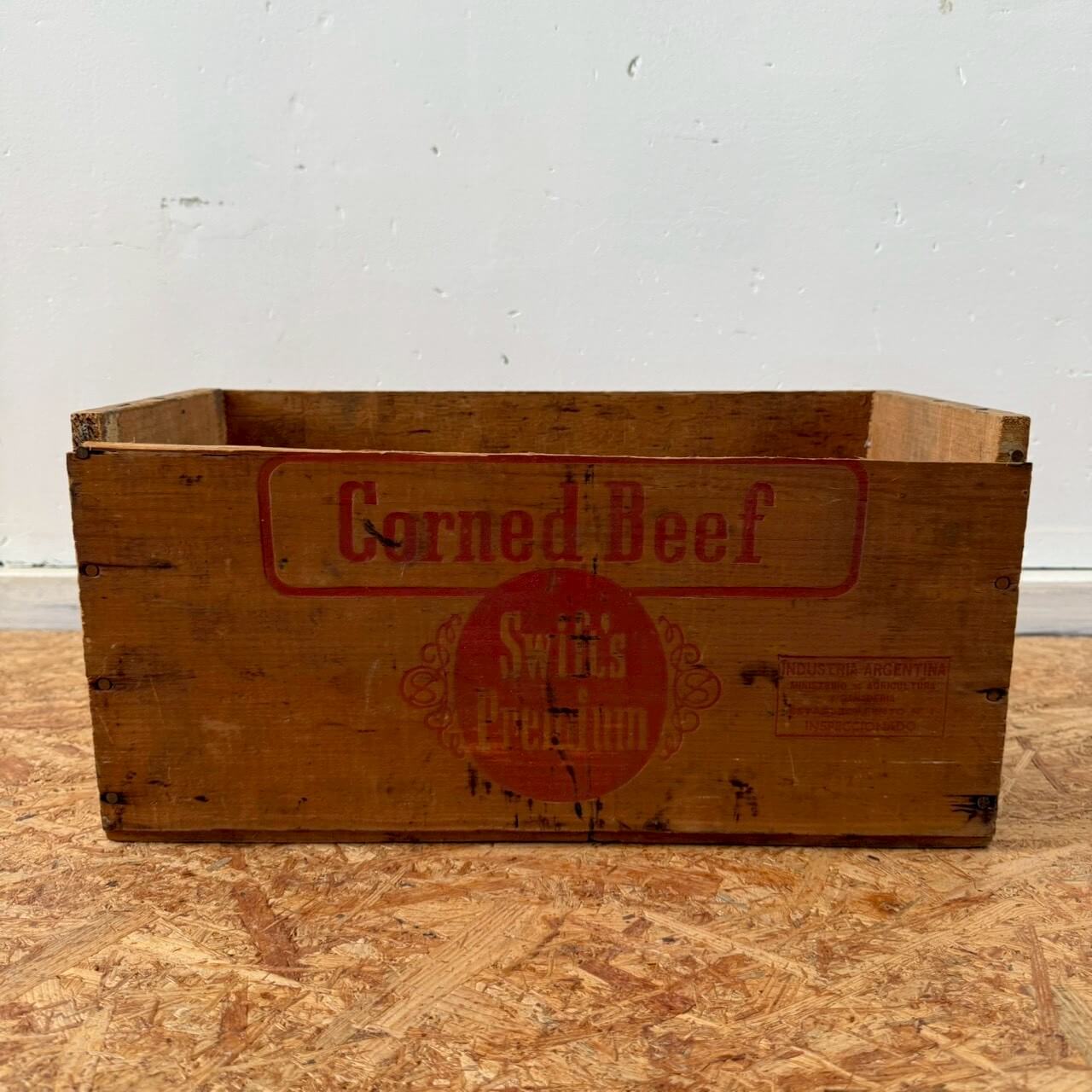【1950-60年代】ビンテージ Corned Beef 木箱 ウッドボックス アメリカン雑貨 収納 #2527