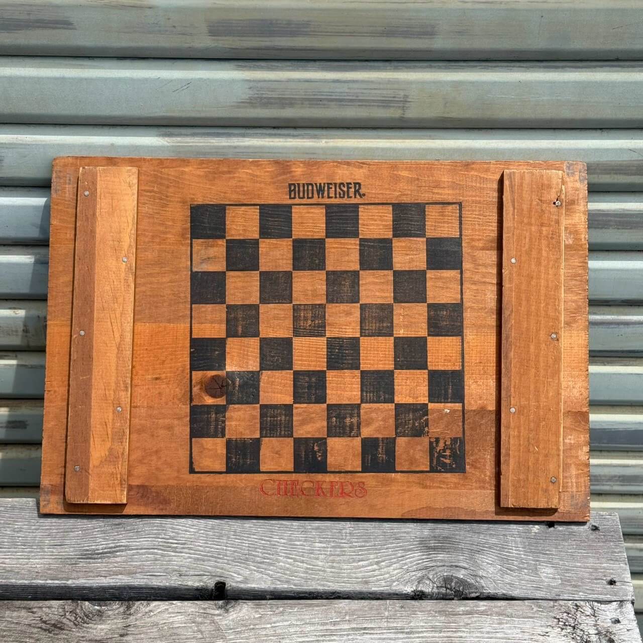 【1970-80年代】ビンテージ バドワイザー 木箱 ウッドボックス 蓋付き アメリカン雑貨 チェッカーボード付き 収納 #2598