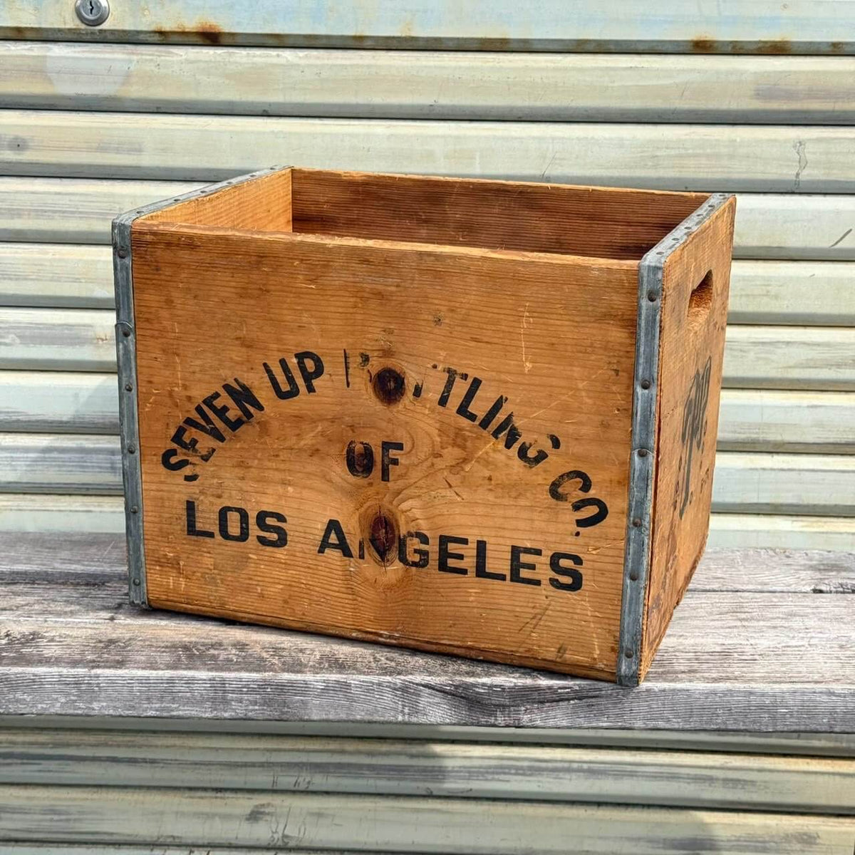 【1970年代】ビンテージ ガレージ アメリカン雑貨 店舗什器 7UP セブンアップ 木箱 ウッドボックス #2713-1