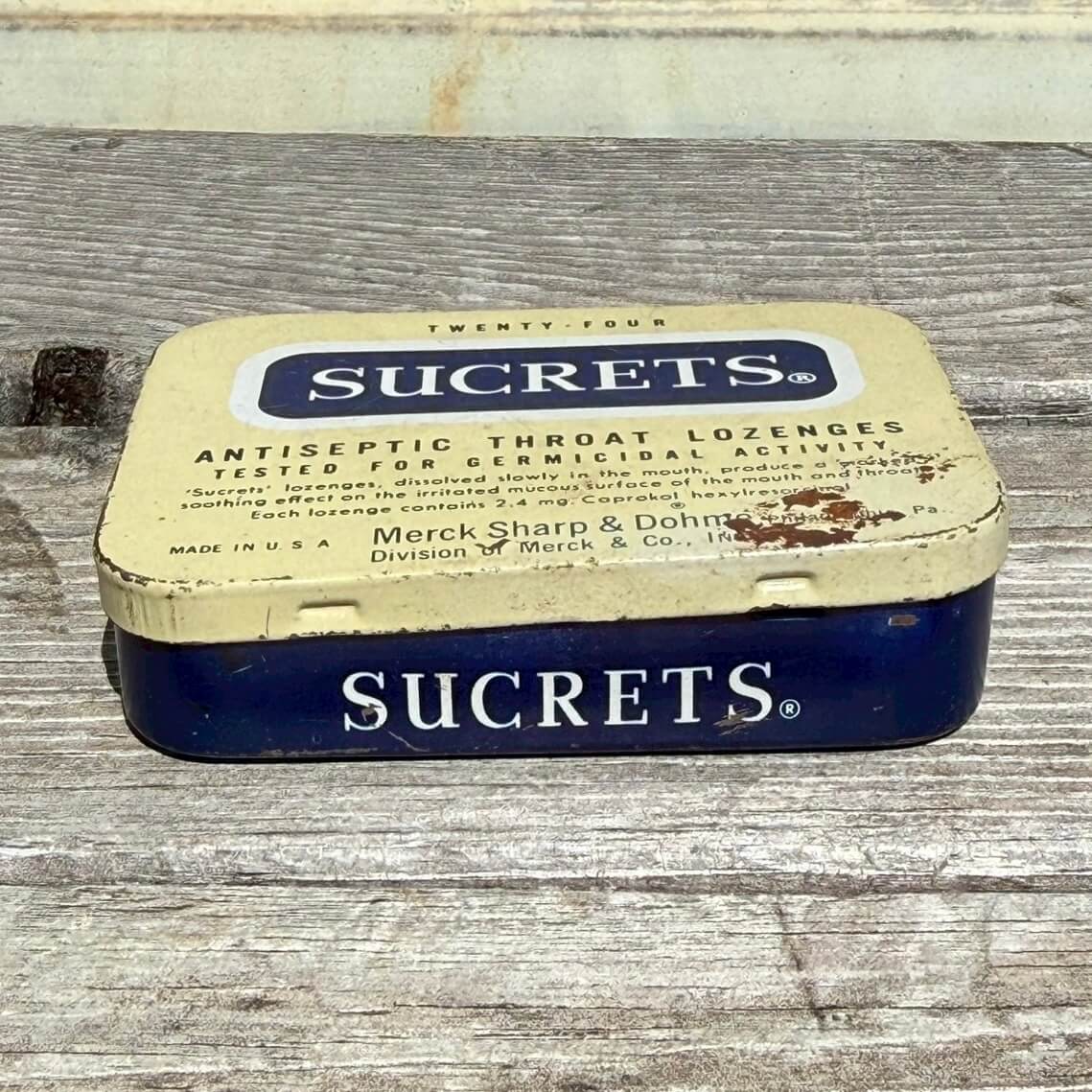 【1970年代】ビンテージ SUCRETS ブリキ缶 ティンケース アメリカン雑貨 小物入れ #1608