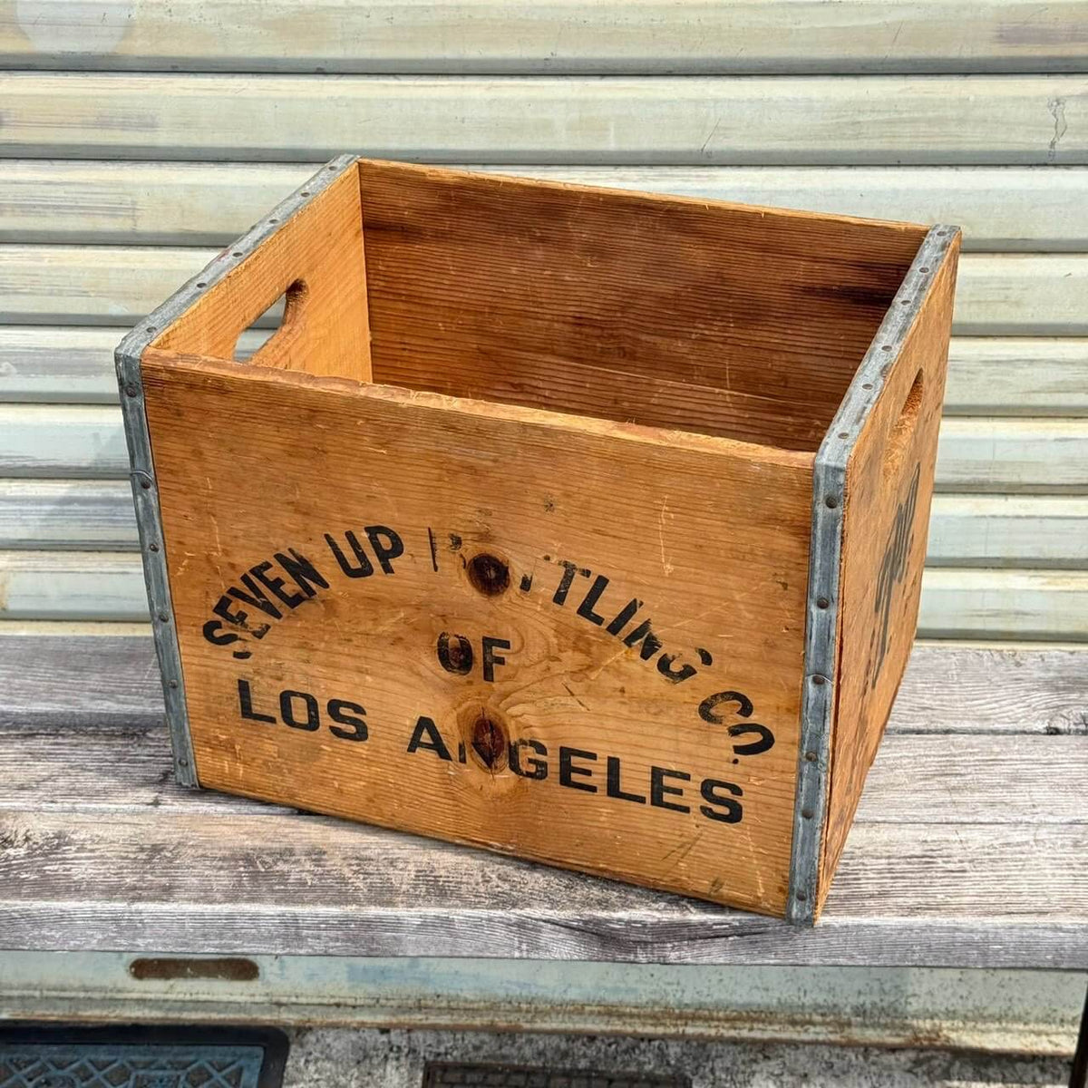 【1970年代】ビンテージ ガレージ アメリカン雑貨 店舗什器 7UP セブンアップ 木箱 ウッドボックス #2713-1